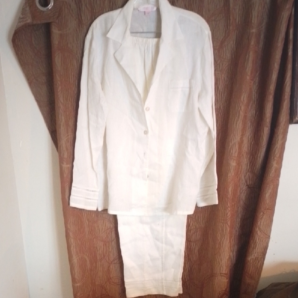 Victoria's Secret Cream Pajama Set 100% Linen